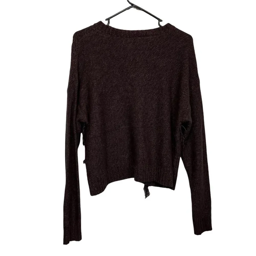 American Eagle Brown Knit Fringe Cropped Sweater Size Woman's Large